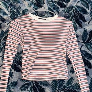 Brandy Melville pink striped crop top